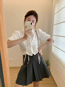 短款 两件套装 别致甜酷显瘦上衣搭配百褶裙jk短裙 女装 夏季 短袖 衬衫