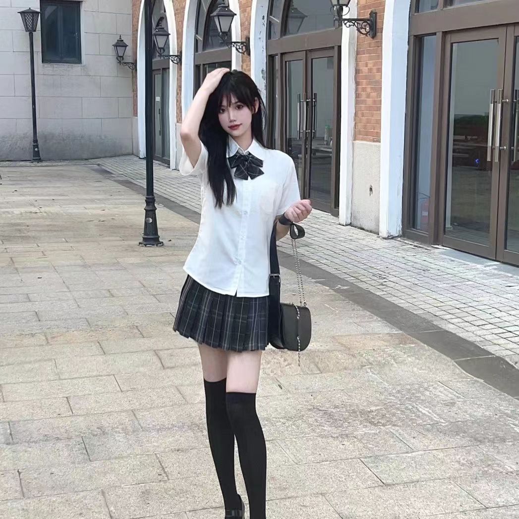 原创格裙百搭显瘦日系校供短裙女
