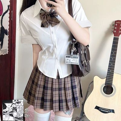 原创日系jk制服小棕同格裙子显瘦