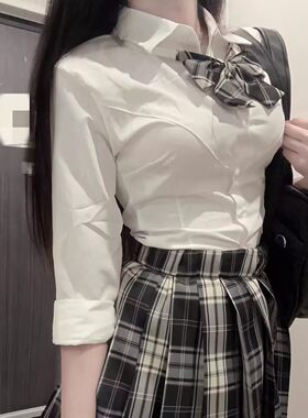 黑板报jk制服短格衬衫原创套装