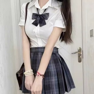两件套装2023夏季新款日系学院风学生jk制服衬衫+高腰显瘦a字裙子