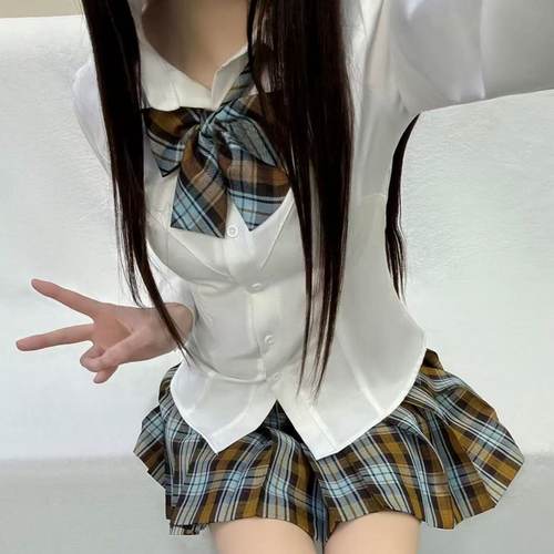 春夏jk制服套装学生修身衬衫收腰