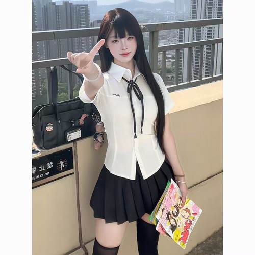 日系jk小岛制服衬衫收腰学院短袖