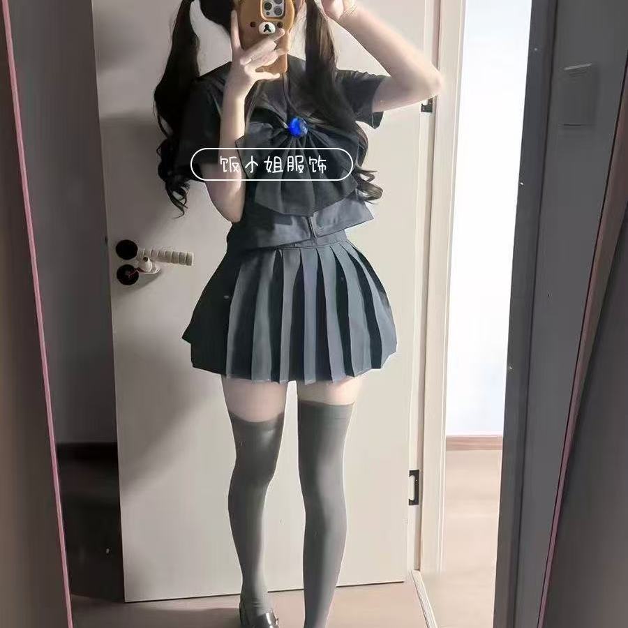 制服灰色二本短袖日系水手服学院