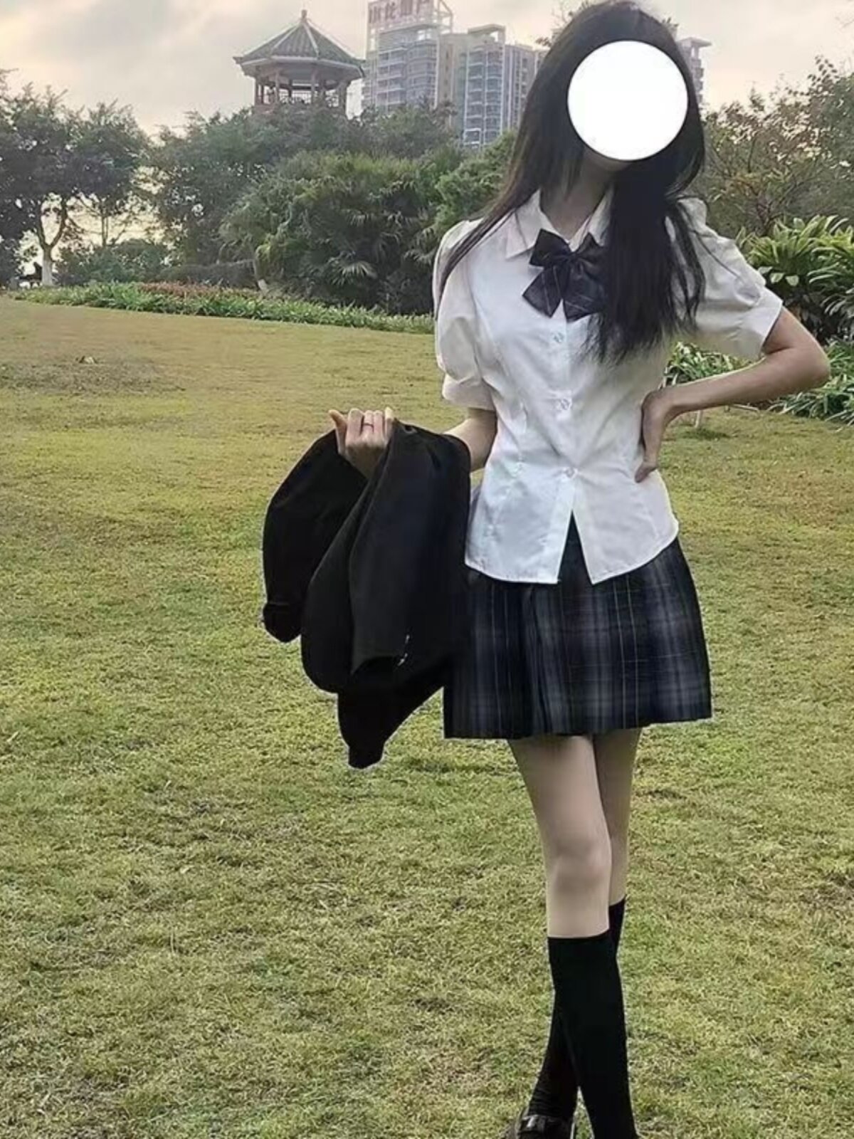 夏季设计感小众jk制服衬衫别致甜辣上衣女短袖日系泡泡袖纯欲衬衣