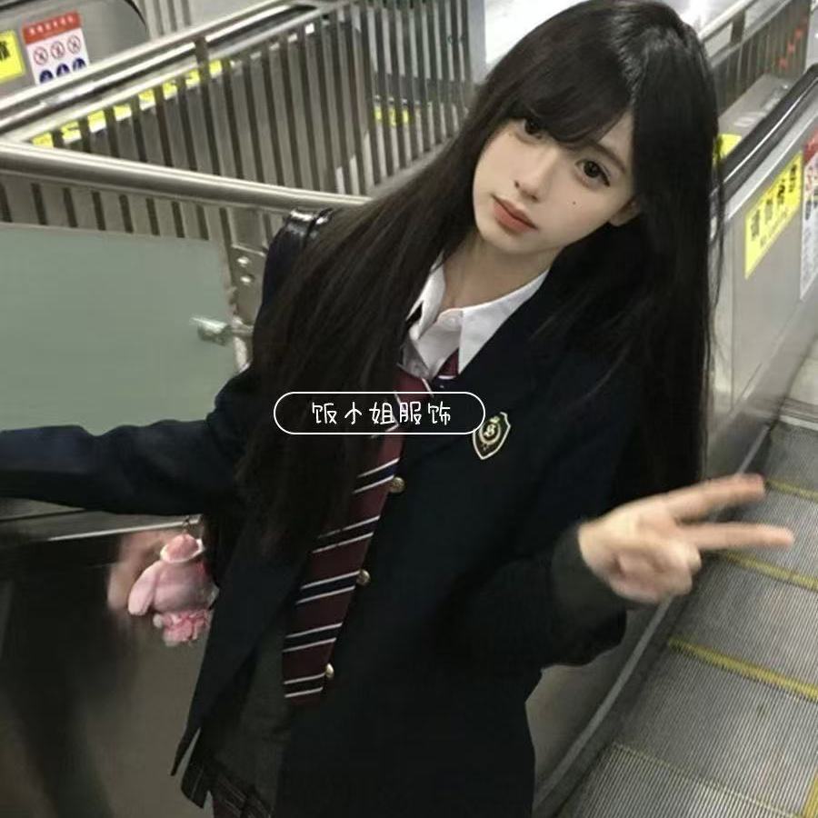 学院JK制服高校学姐外套西装单排西服秋冬毛衣jk针织开衫格裙套装