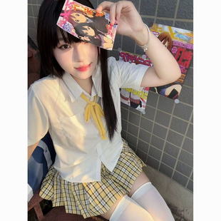 JK制服夏季百搭小杏中格子裙短裙女基础款纯色上衣原创正版学院风