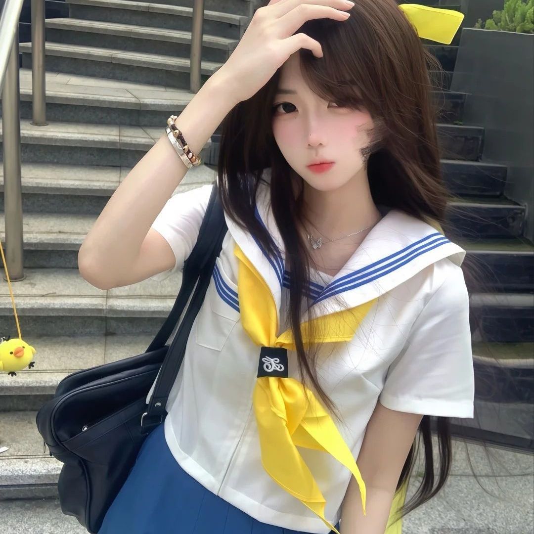 正版原创蓝三本水手服女jk制服套装海军领学院风白领基础款夏季