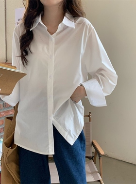 2025新款春秋白色衬衫长袖衬衣高级设计感小众polo衫上衣女装女