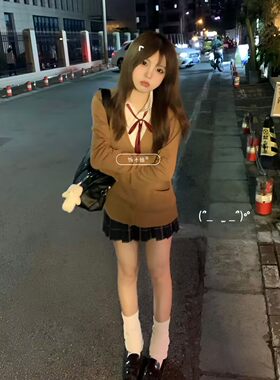 日系软妹长袖毛衣开衫学院风