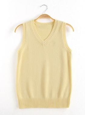 纯色日系jk制服背心外穿套头无袖v领针织衫女夏季森系慵懒风马甲