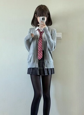 2025灰色jk针织开衫毛衣外套女春秋日系爆款学院风校供感制服秋季