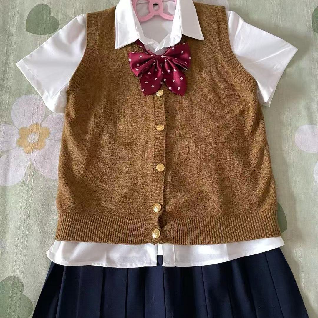 日系JK学院制服jk马甲绀色套装