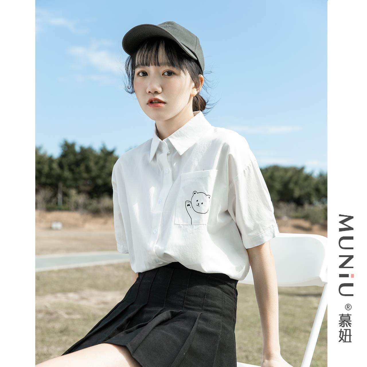 白色绣花衬衫春季新款外穿百搭