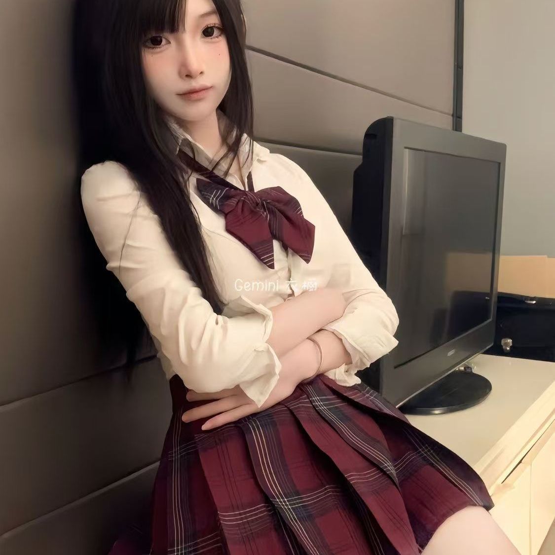 正版玄红格裙jk制服校供感套装