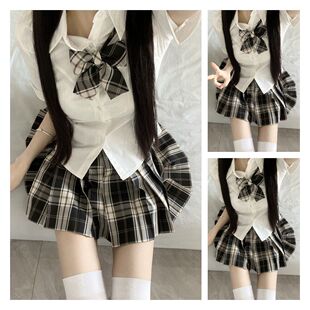 黑板报新款jk制服短格修身衬衫套装夏季纯欲收腰辣妹显瘦学院短款