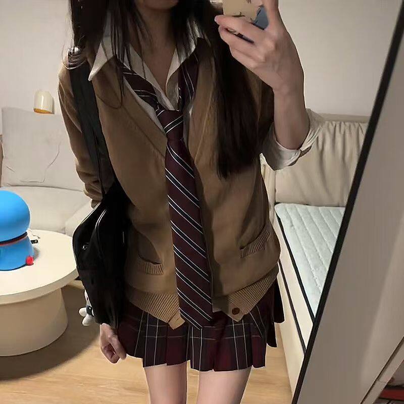 日系学院风JK制服开衫格裙