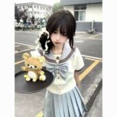 JK制服甜美学院百褶裙新品 中间短袖 夏季 超美茶系水手服套装