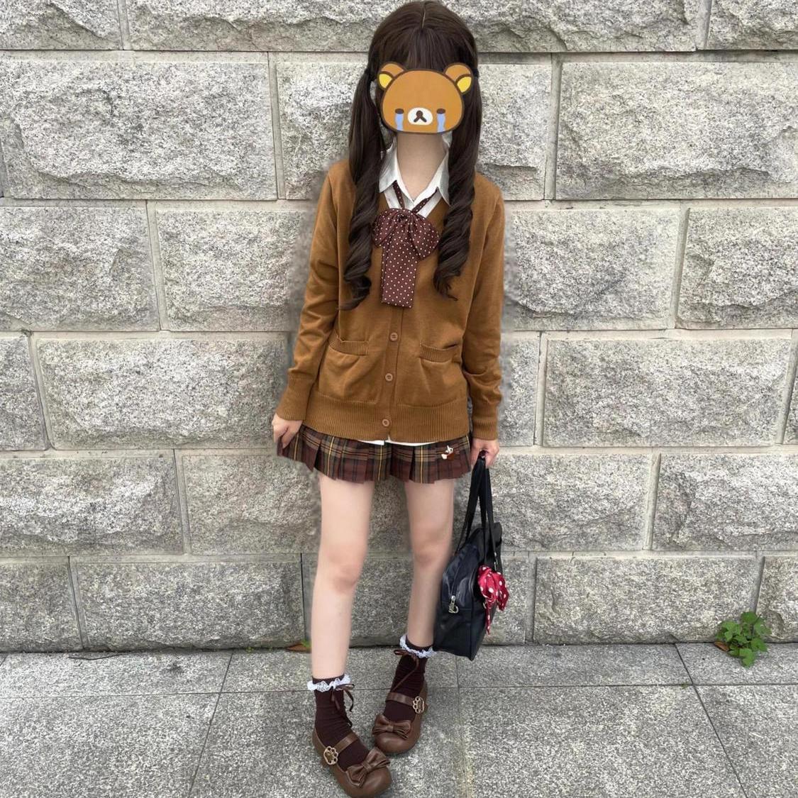 学院风开衫衬衫长袖针织衫套装