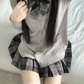 JK制服原创秋冬款 外套女校供感穿搭宽松上衣 学院风V领开衫 针织衫