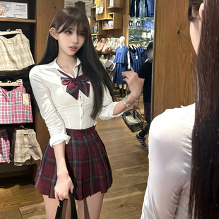 JK原创制服jk正版玄格收腰纯欲衬衫学院百搭设计感少女百褶裙套装