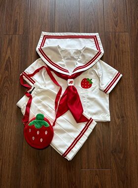 2026JK水手服草莓短袖百褶套装
