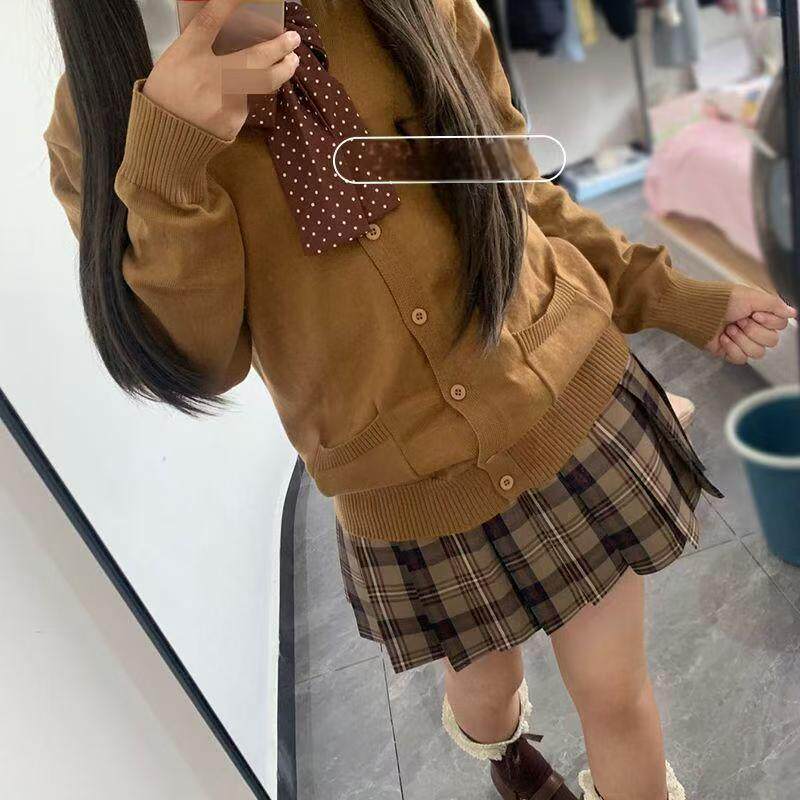 校供感小棕JK制服针织开衫套装