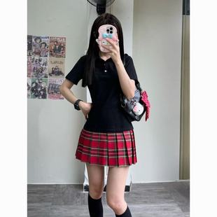 学院风甜美减龄polo领短袖 休闲百搭上衣 t恤女夏季 高级感甜美小衫