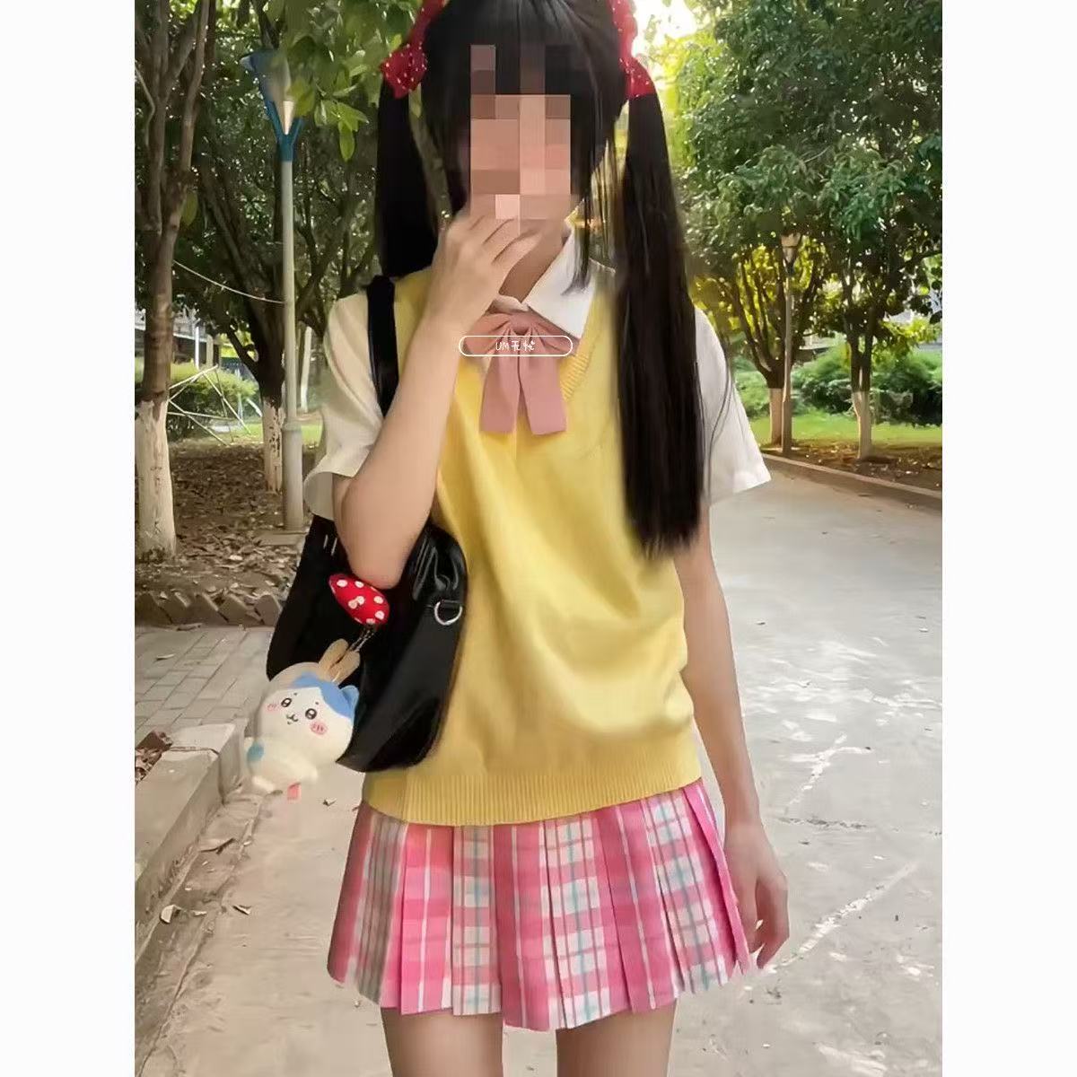套装日系学院风穿搭针织背心马甲