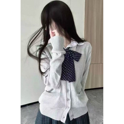 日系制服针织开衫海苔格裙学院风