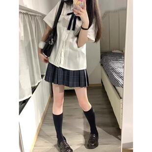 宽松衬衣上衣 校白色短袖 学院风毕业班JK制服衬衫 女春夏原创基础款