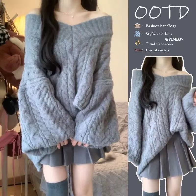 秋冬季温柔韩系整套学院针织毛衣