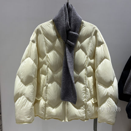 减龄羽绒服少女短款洋气菱格冬季新款韩系高品质90白鸭绒保暖外套