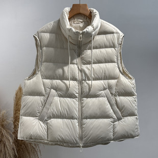 平湖羽绒服马甲女新款2025秋冬宽松时尚立领高端鸭绒保暖背心外套