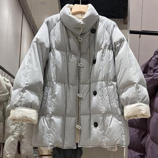 韩系甜美减龄气质宽松单排扣羽绒服外套女2024冬季新款泡芙面包服