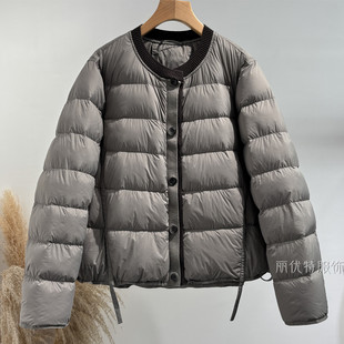 韩系羽绒服女拼接针织圆领2025冬新款宽松显瘦洋气鸭绒保暖短外套