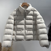 欧货排骨立领短款 羽绒服女新款 90白鸭绒保暖显瘦蓬松面包服外套爆