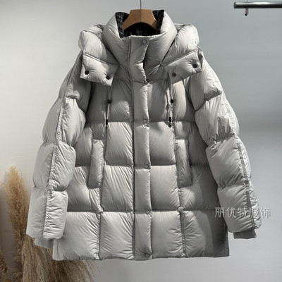 中长款羽绒服女宽松加厚时尚撞色