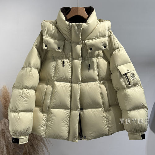 连帽灯芯绒领极寒加厚羽绒服外套