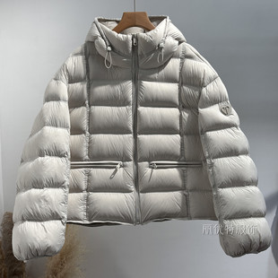 连帽排骨羽绒服女小个子90白鸭绒保暖显瘦蓬松面包服短外套厚款爆