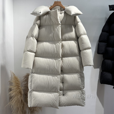 高端云朵羽绒服女长款连帽加厚