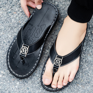 外穿防滑防臭拖鞋 人字拖男ins潮个性 男沙滩夹脚凉拖 新款 2025夏季