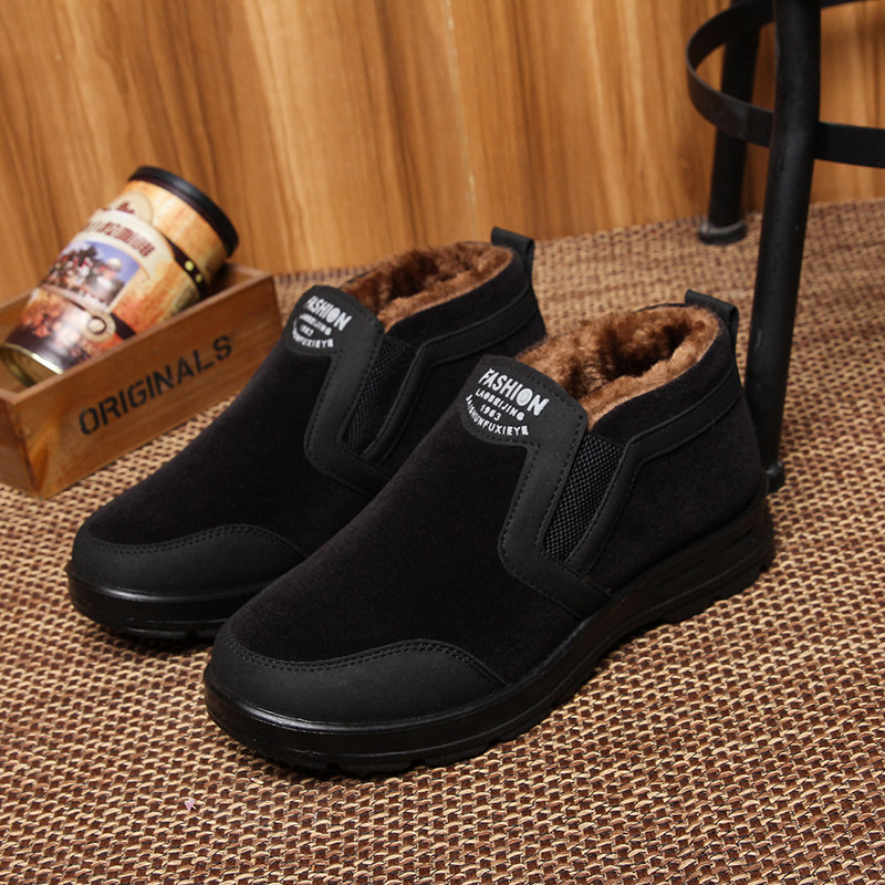 冬季加绒加厚防滑软底老北京布鞋