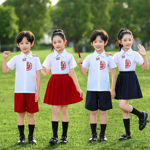 六一儿童演出服合唱服中小学生夏季短袖新中式校服班服朗诵表演服