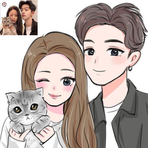 头像定制漫画手绘简笔设计情侣