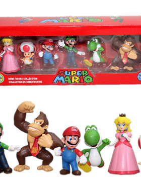 超级玛丽手办 Super Mario马里奥礼盒装路易吉公仔摆件游戏碧耀西