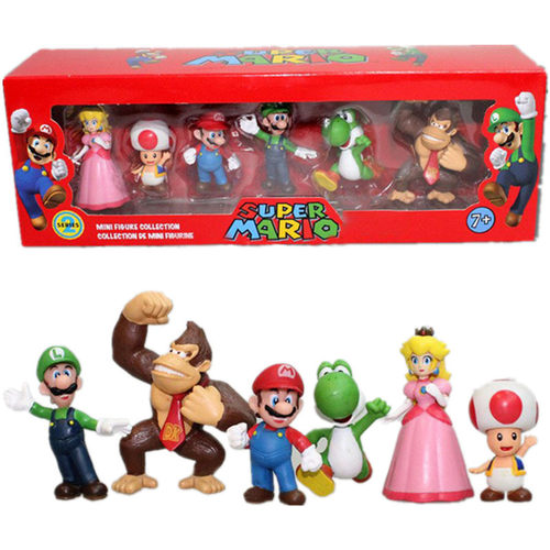 超级玛丽手办Super Mario马里奥礼盒装路易吉公仔摆件游戏碧耀西