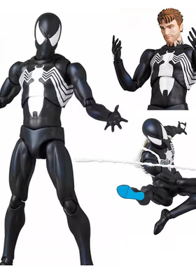 CT厂maf147共生体蜘蛛侠带真人头漫画版黑色战衣可动手办玩具人偶