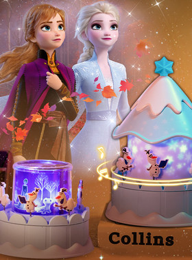 艾莎公主星空灯投影仪迪士尼儿童音乐八音盒旋转木马女孩生日礼物