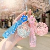 创意玫瑰花樱花水晶流沙钥匙扣可爱ins风包包书包小挂件闺蜜礼品